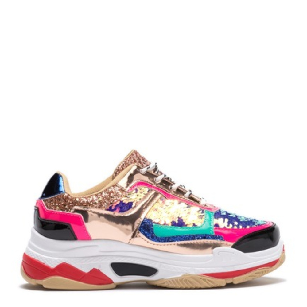 Cape Robbin Chunky Fashion Sneaker Glitter Sequin - Picture 3 of 8